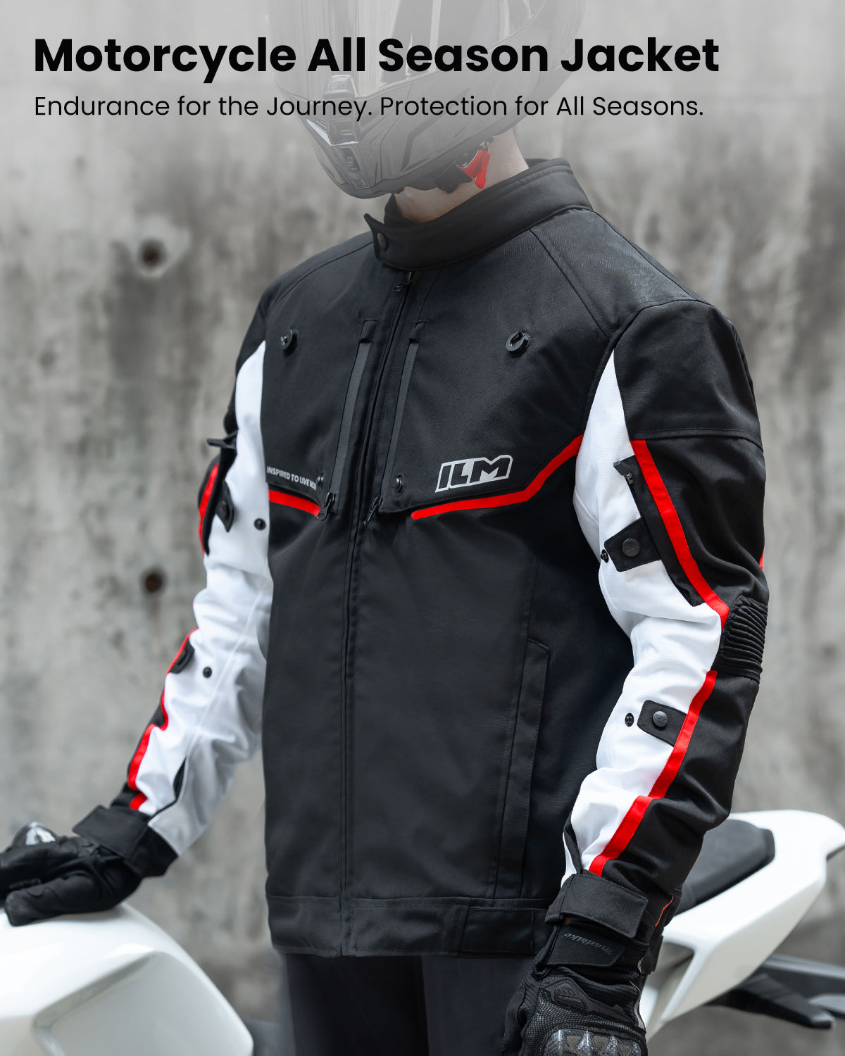 Motorcycle Riding Jacket with CE Armor and Detachable Waterproof Thermal Liner Dual Sport
