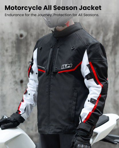 Motorcycle Riding Jacket with CE Armor and Detachable Waterproof Thermal Liner Dual Sport