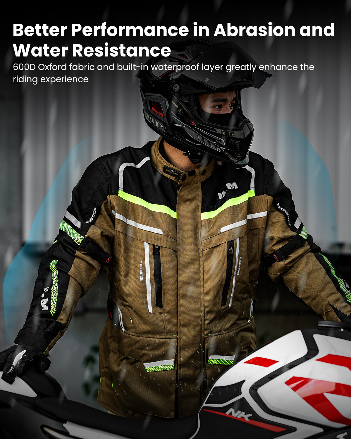 Men's Street Motorcycle Jacket with CE Armor and Detachable Thermal Liner Waterproof Adventure Touring Jackets