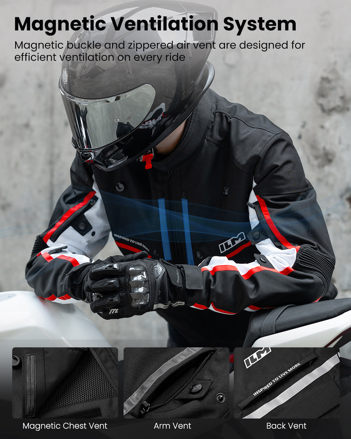 Motorcycle Riding Jacket with CE Armor and Detachable Waterproof Thermal Liner Dual Sport
