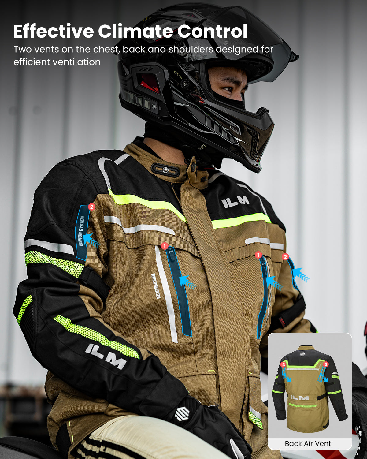 Men's Street Motorcycle Jacket with CE Armor and Detachable Thermal Liner Waterproof Adventure Touring Jackets
