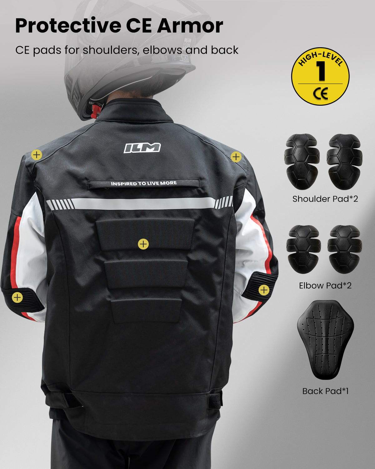 Motorcycle Riding Jacket with CE Armor and Detachable Waterproof Thermal Liner Dual Sport