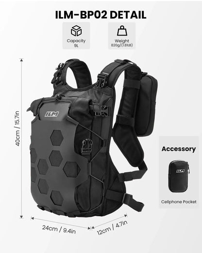 Motorcycle Adventure Backpack 9L Waterproof Bag for Men Women Dual Sport Hiking
