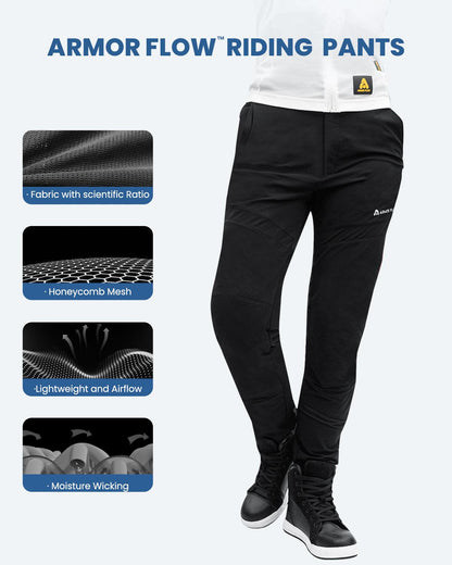 Motorcycle Riding Pants Armor Flow with Pads Summer Lightweight Mesh Pants