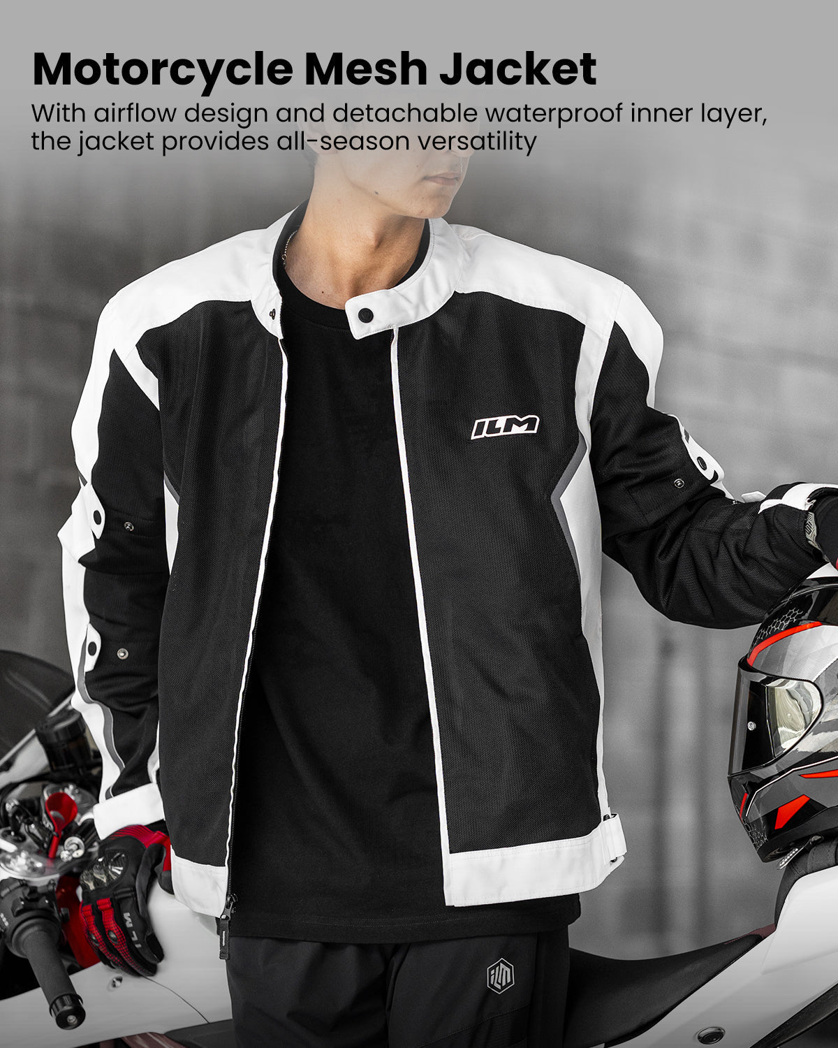 Motorcycle Mesh Jacket with CE Armor and Detachable Waterproof Liner Protective Motorbike Riding