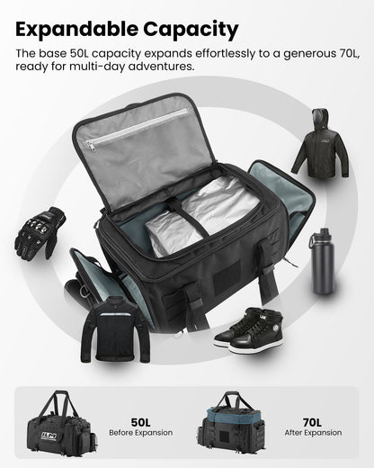 Motorcycle Tail Bag Travel Luggage Motorbike Rear Rack Trunk Shoulder Backpack with Rain Cover