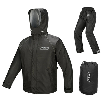 Motorcycle Rain Suit for Men 2 Piece Waterproof Jacket and Pants Hidden Shoe Cover Breathable Reflective