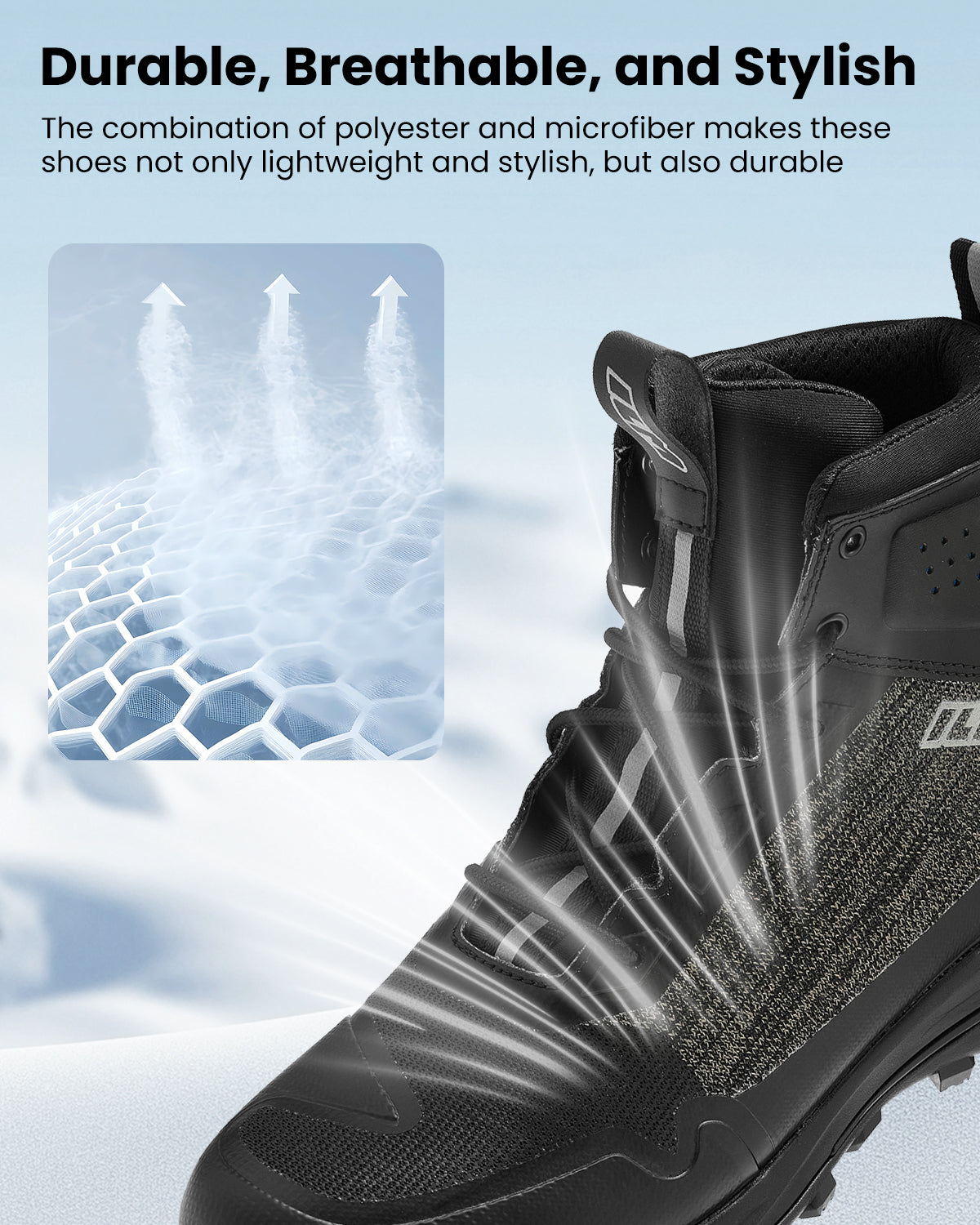 Men's Black Motorbike Riding Shoes Lightweight Breathable Ankle Support