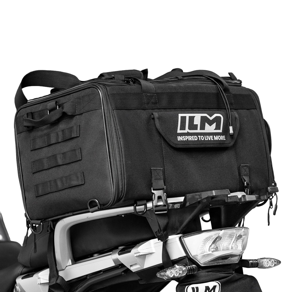 Motorcycle Tail Bag Travel Luggage Motorbike Rear Rack Trunk Shoulder Backpack with Rain Cover