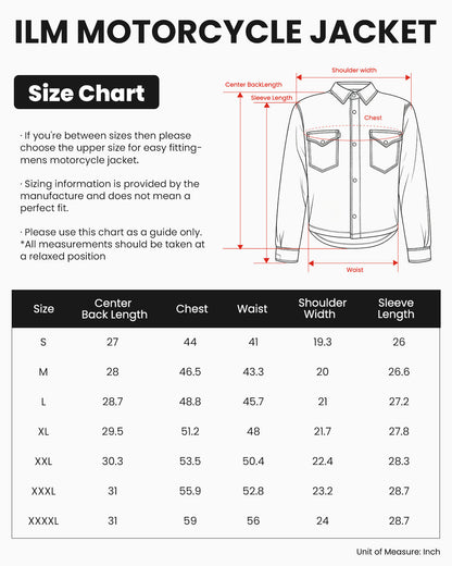 Motorcycle Shirt Denim Jacket for Men with CE Armor Mesh Liner Lightweight Motorbike