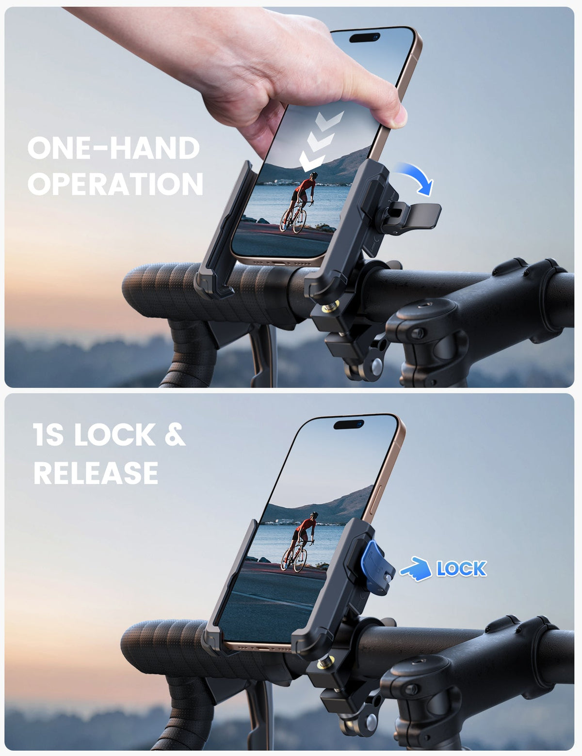 Motorcycle Bike Phone Mount Bike Holder Clamp Scooter Handlebar Clip